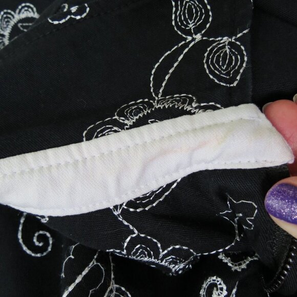 JOSEPH RIBKOFF Women's Black White Embroidered Zip Front Jacket 12 Contrast Cuff - Picture 8 of 10